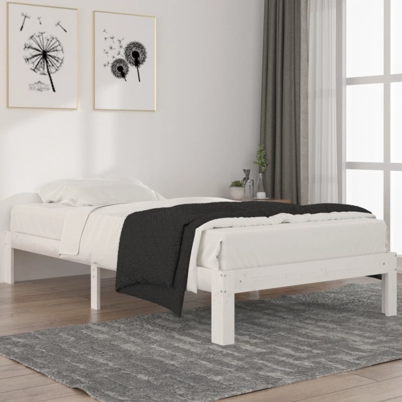 vidaXL Estructura de cama madera maciza de pino blanco 100x200 cm vidaXL Estructura de cama madera maciza de pino blanco 100x200 cm