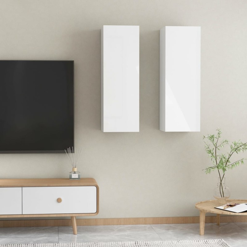 vidaXL Muebles de TV 2 uds blanco brillo 30,5x30x90 cm vidaXL Muebles de TV 2 uds blanco brillo 30,5x30x90 cm