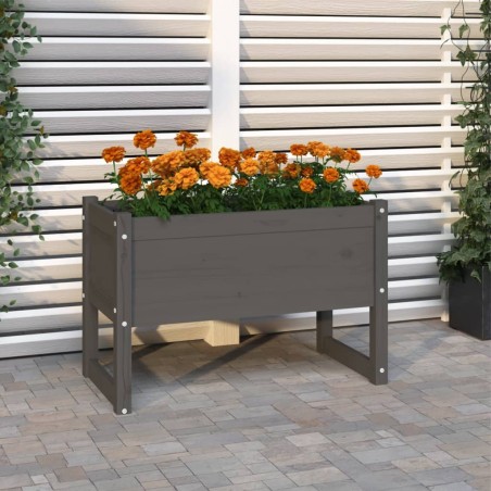 vidaXL Jardinera de madera maciza de pino gris 78x40x52 cm