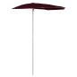 vidaXL Sombrilla de jardín semicircular palo 180x90 cm burdeos rojo