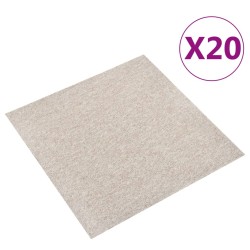 vidaXL Baldosas de suelo de moqueta 20 uds 5 m² 50x50 cm beige claro