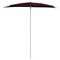 vidaXL Sombrilla de jardín semicircular palo 180x90 cm burdeos rojo