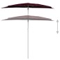 vidaXL Sombrilla de jardín semicircular palo 180x90 cm burdeos rojo