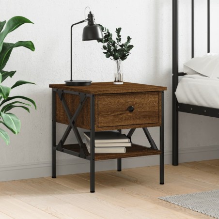 vidaXL Mesita de noche madera de ingeniería marrón roble 40x42x45 cm