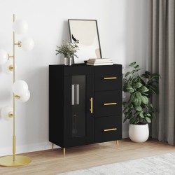 vidaXL Aparador de madera de ingeniería negro 69,5x34x90 cm