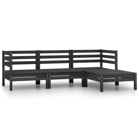 vidaXL Conjunto de muebles de jardín 4 piezas madera maciza pino negro