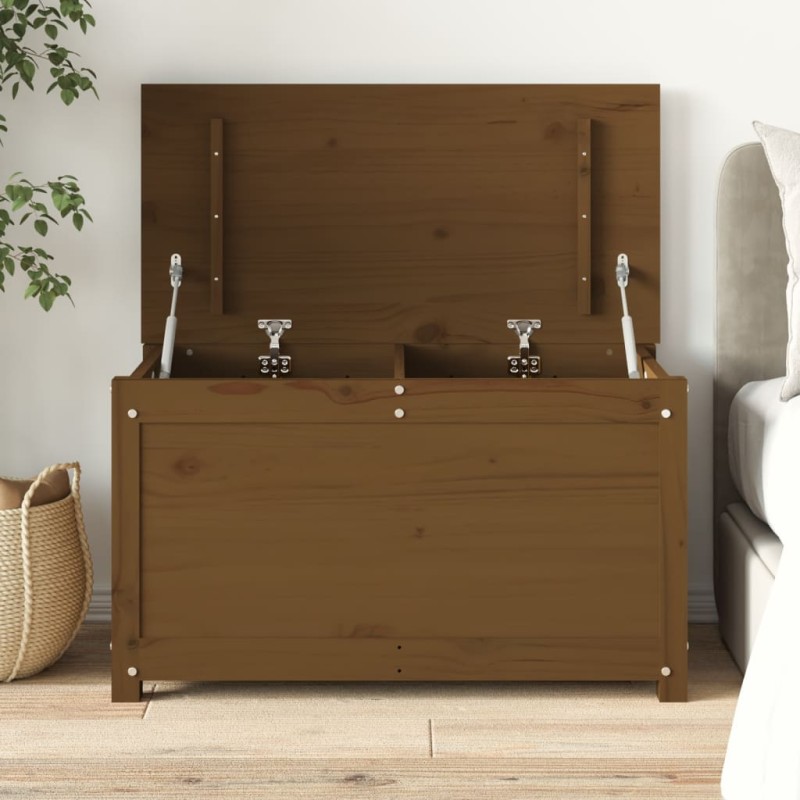 vidaXL Caja de almacenaje madera maciza pino marrón miel 80x40x45,5 cm vidaXL Caja de almacenaje madera maciza pino marrón miel 80x40x45,5 cm
