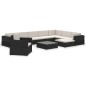 vidaXL  Set muebles de jardín 12 pzas y cojines ratán sintético negro 