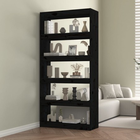 vidaXL Estantería/divisor de espacios madera pino negro 80x30x167,4 cm