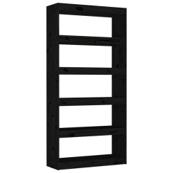 vidaXL Estantería/divisor de espacios madera pino negro 80x30x167,4 cm