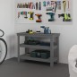 vidaXL Banco de trabajo de madera maciza de pino gris 110,5x50x80 cm vidaXL Banco de trabajo de madera maciza de pino gris 110,5x50x80 cm