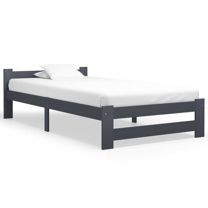 vidaXL Estructura de cama madera maciza de pino gris oscuro 90x200 cm vidaXL Estructura de cama madera maciza de pino gris oscuro 90x200 cm