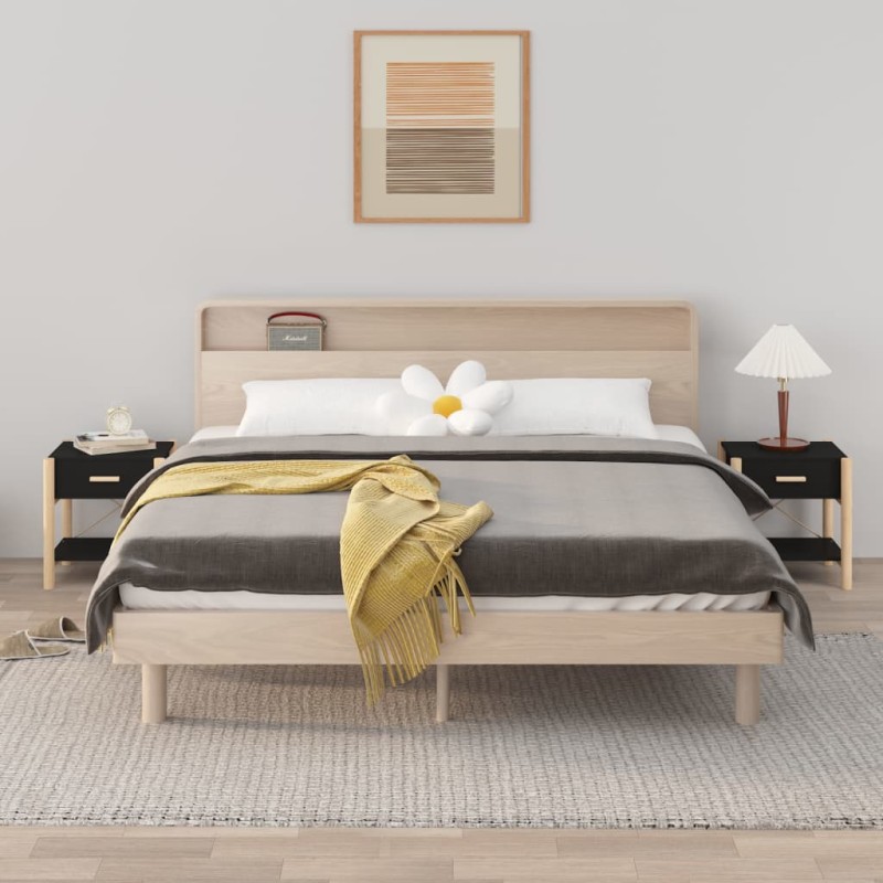 vidaXL Mesitas de noche 2 uds madera contrachapada negro 42x38x45 cm vidaXL Mesitas de noche 2 uds madera contrachapada negro 42x38x45 cm