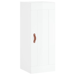 vidaXL Armario de pared madera ingeniería blanco brillo 34,5x34x90 cm