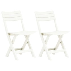 vidaXL Sillas de jardín plegables 2 unidades plástico blanco