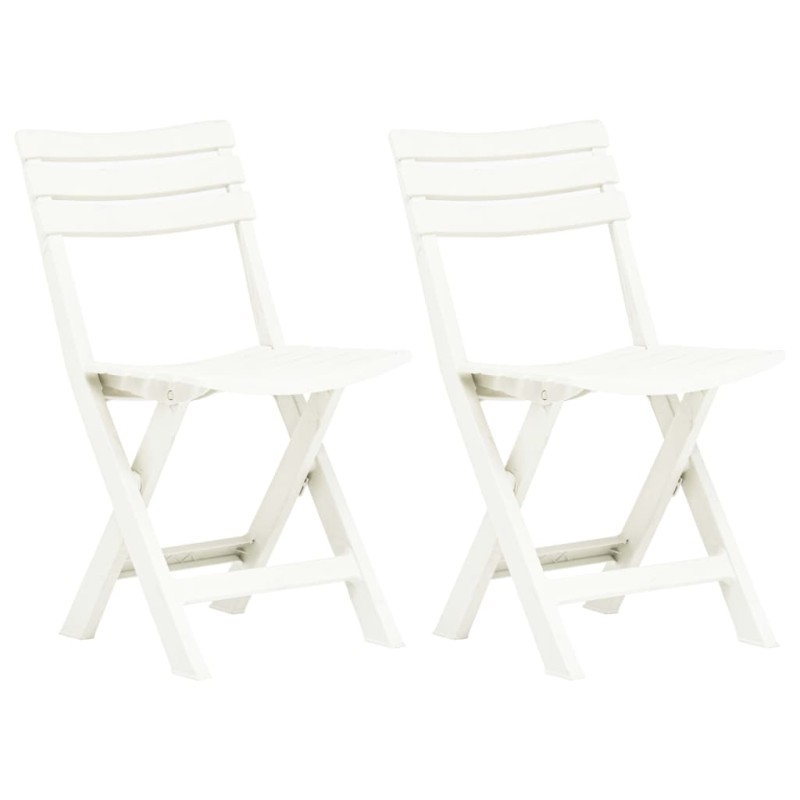 vidaXL Sillas de jardín plegables 2 unidades plástico blanco