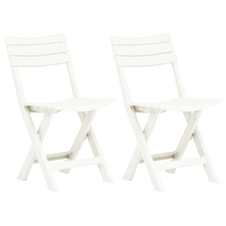 vidaXL Sillas de jardín plegables 2 unidades plástico blanco