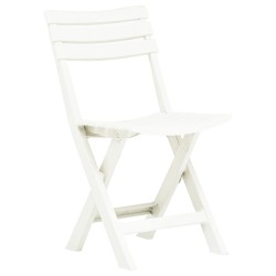 vidaXL Sillas de jardín plegables 2 unidades plástico blanco