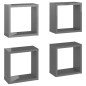 vidaXL Estantes cubo de pared 4 unidades gris brillo 30x15x30 cm
