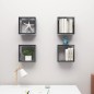 vidaXL Estantes cubo de pared 4 unidades gris brillo 30x15x30 cm