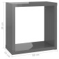 vidaXL Estantes cubo de pared 4 unidades gris brillo 30x15x30 cm