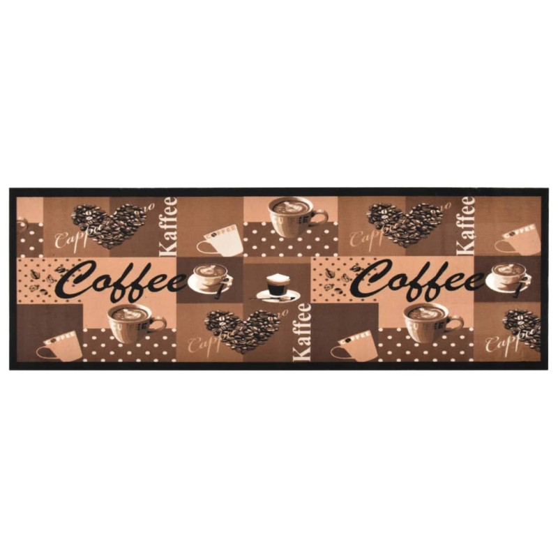 vidaXL Alfombra de cocina lavable Coffee marrón 45x150 cm vidaXL Alfombra de cocina lavable Coffee marrón 45x150 cm
