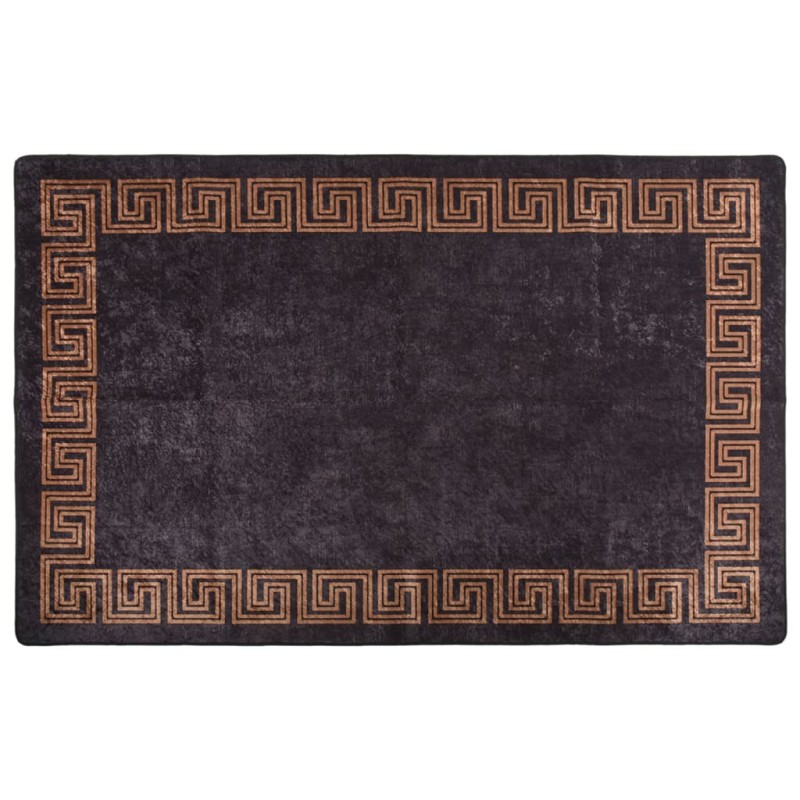 vidaXL Alfombra lavable antideslizante negro y dorado 80x150 cm vidaXL Alfombra lavable antideslizante negro y dorado 80x150 cm