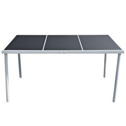 vidaXL Mesa de jardín de acero negra 150x90x74 cm