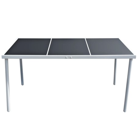 vidaXL Mesa de jardín de acero negra 150x90x74 cm