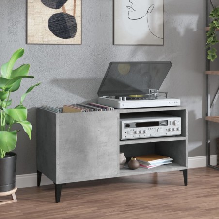 vidaXL Mueble discos madera contrachapada gris hormigón 84,5x38x48 cm