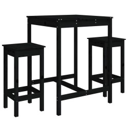 vidaXL Set de mesa y taburetes altos jardín 3 pzas madera pino negro