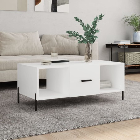 vidaXL Mesa de centro madera contrachapada blanco 102x50x40 cm