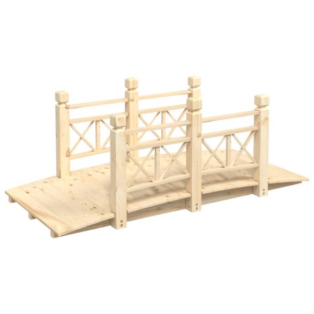 vidaXL Puente de jardín con barandillas madera de abeto 150x67x56cm