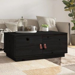 vidaXL Mesa de centro de madera maciza de pino negro 80x50x35 cm