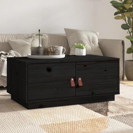 vidaXL Mesa de centro de madera maciza de pino negro 80x50x35 cm