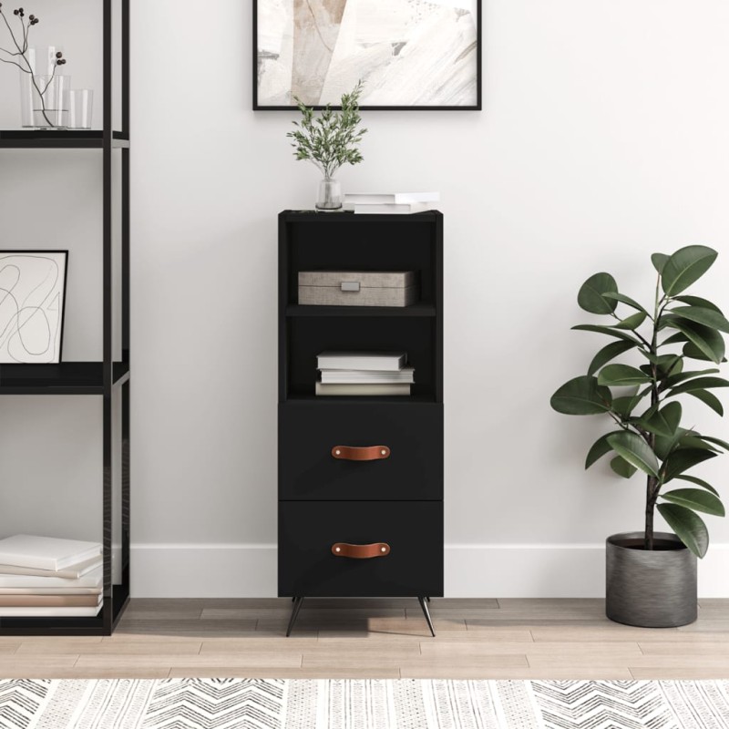 vidaXL Aparador de madera contrachapada negro 34,5x34x90 cm vidaXL Aparador de madera contrachapada negro 34,5x34x90 cm