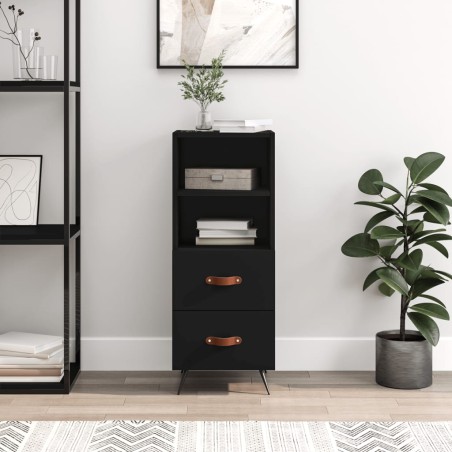vidaXL Aparador de madera contrachapada negro 34,5x34x90 cm