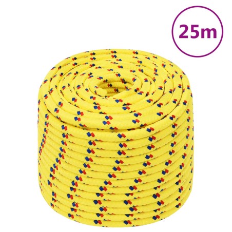 vidaXL Cuerda de barco polipropileno amarillo 14 mm 25 m