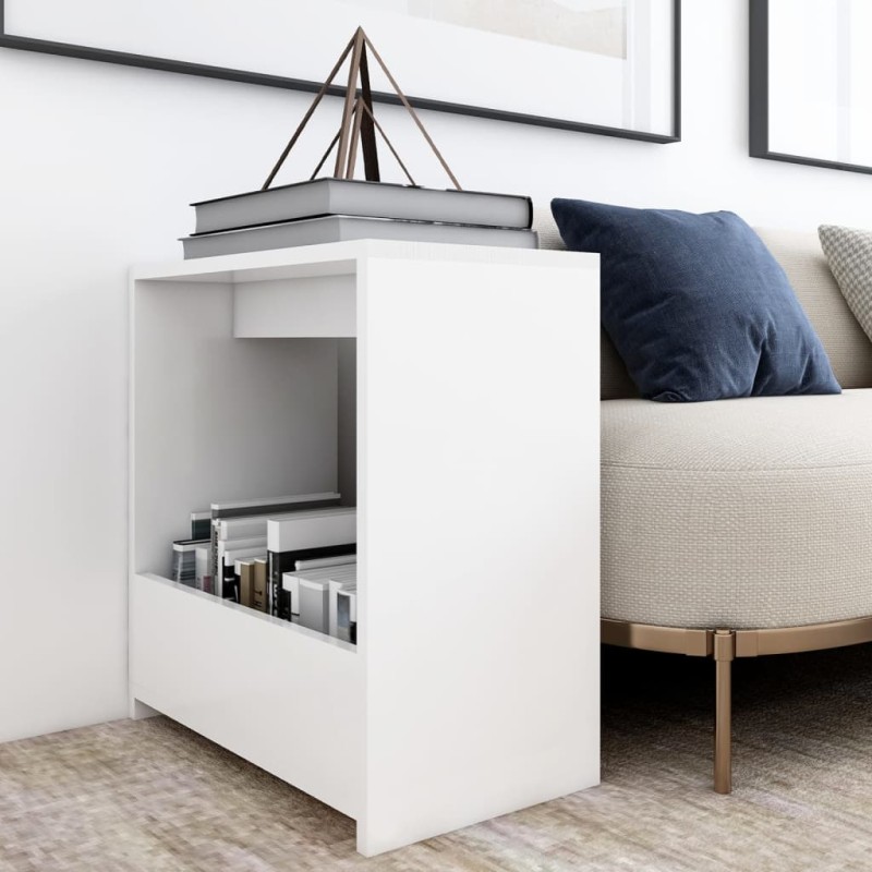vidaXL Mesa auxiliar de madera contrachapada blanco 50x26x50 cm vidaXL Mesa auxiliar de madera contrachapada blanco 50x26x50 cm