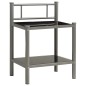 vidaXL Mesita de noche metal y vidrio gris y negro 45x34,5x60,5 cm vidaXL Mesita de noche metal y vidrio gris y negro 45x34,5x60,5 cm