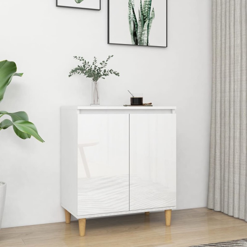 vidaXL Aparador y patas madera contrachapada blanco brillo 60x35x70 cm