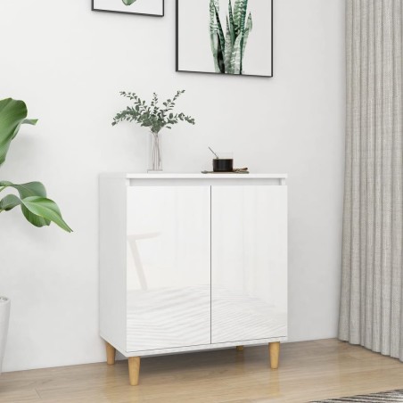 vidaXL Aparador y patas madera contrachapada blanco brillo 60x35x70 cm