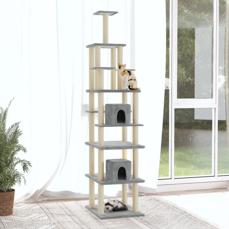 vidaXL Rascador para gatos con postes de sisal gris claro 216 cm