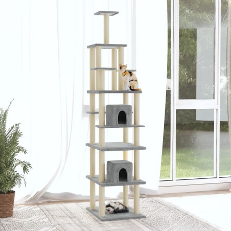 vidaXL Rascador para gatos con postes de sisal gris claro 216 cm