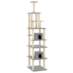 vidaXL Rascador para gatos con postes de sisal gris claro 216 cm