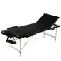 Mesa camilla de masaje de aluminio plegable de tres cuerpos negros Mesa camilla de masaje de aluminio plegable de tres cuerpos negros