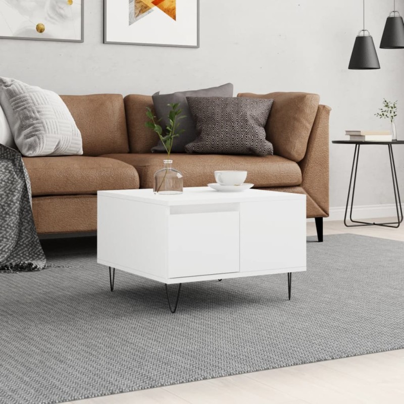 vidaXL Mesa de centro madera contrachapada blanco 55x55x36,5 cm vidaXL Mesa de centro madera contrachapada blanco 55x55x36,5 cm