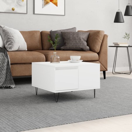 vidaXL Mesa de centro madera contrachapada blanco 55x55x36,5 cm