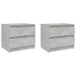 vidaXL Mesitas de noche 2 uds contrachapada gris hormigón 50x39x43,5cm