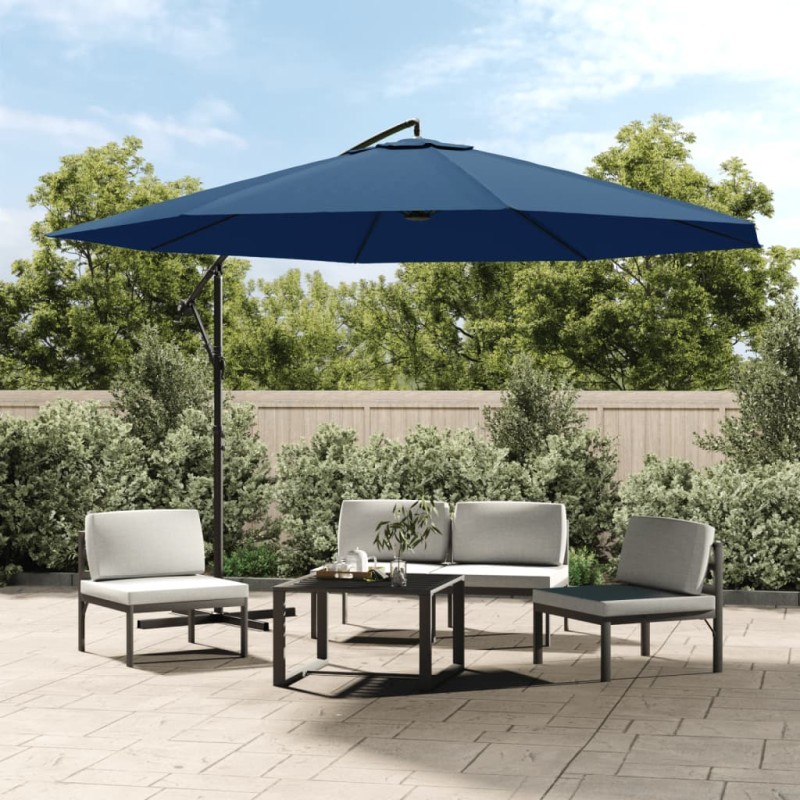 vidaXL Sombrilla voladiza con poste de aluminio azul 350 cm vidaXL Sombrilla voladiza con poste de aluminio azul 350 cm